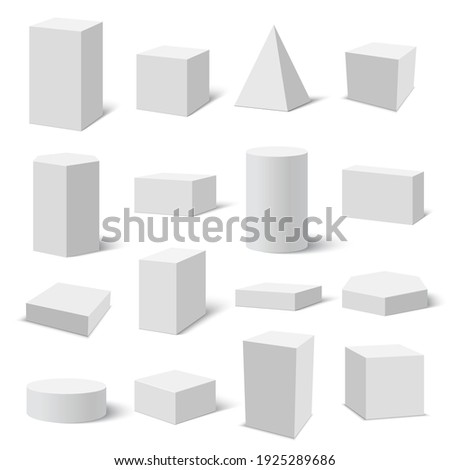 Set of white boxes. Vector illustration.