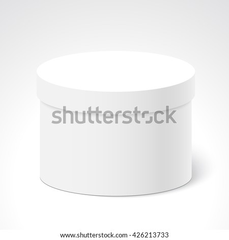 White round closed box. Package. Vector illustration.