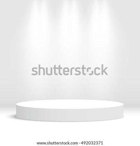 White round podium. Pedestal. Scene. Vector illustration.