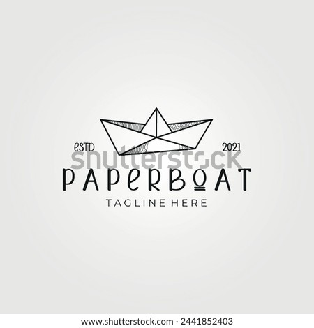 luxury paper boat logo vector vintage illustration design, retro design logo