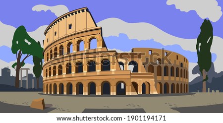 

Roman Coliseum. Sight. Architectural monument. Travel. Vector