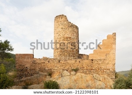 tower and ruins of the castle of benali, located in the municipality of Ain, in the province of Castellón de la Plana, Valencian community, Spain. Stok fotoğraf © 