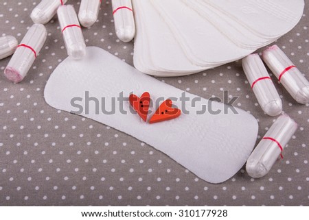 Woman hygiene protection, menstruation, cotton tampons ,sanitary pads, woman critical days