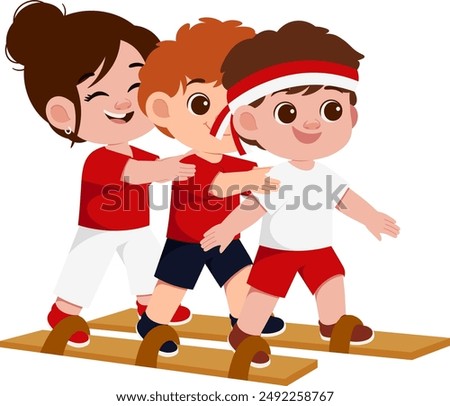 Kids Play Indonesian Independence Games Illustration