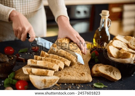 Similar – Image, Stock Photo Tasty bread on cutting board