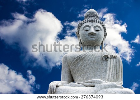 The big image of buddha in Phuket, Thailand.