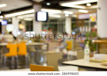 The blurring of the food court in the mall for the background.