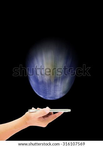 Condensed world into the smart phone. : Elements of this image furnished by NASA