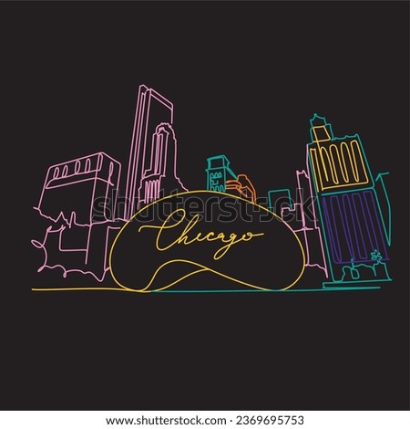 Chicago continuous line art minimalist vector logo