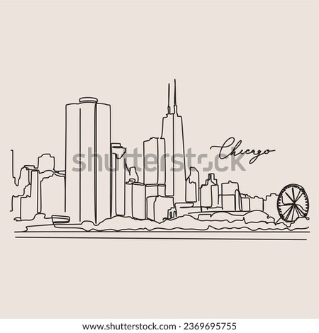 Chicago continuous line art minimalist vector logo