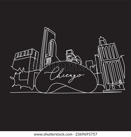 Chicago continuous line art minimalist vector logo