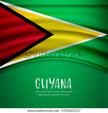 Happy independence day of Guyana with stylish wavy flag background