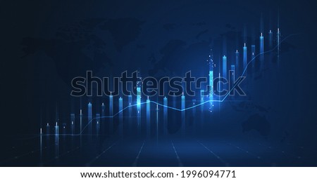 Market chart of business increase stock graph or investment financial data profit on growth money diagram background with success diagram exchange information. 商業照片 © 
