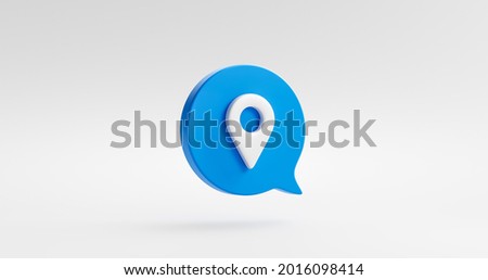 Blue location pictogram icon symbol or map pointer marker navigation pin gps mark isolated on white background with position place and flat design. 3D rendering.