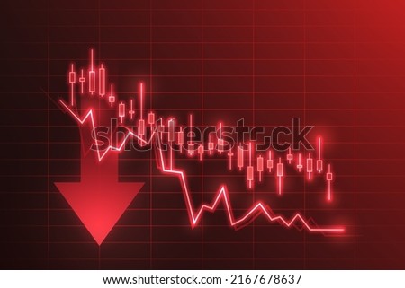 Financial crisis stock chart business on economy market background with down diagram money exchange finance graph or loss global investment trade analysis recession and fall sales price crash risk. Сток-фото © 