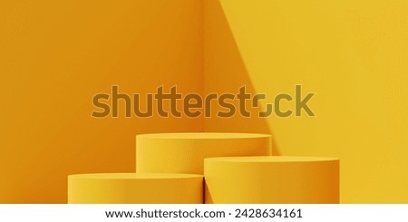 Image, Stock Photo Group of three yellow paper jets on blue background.