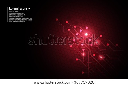 abstract background red circuit hexagon pattern design technology innovation concept