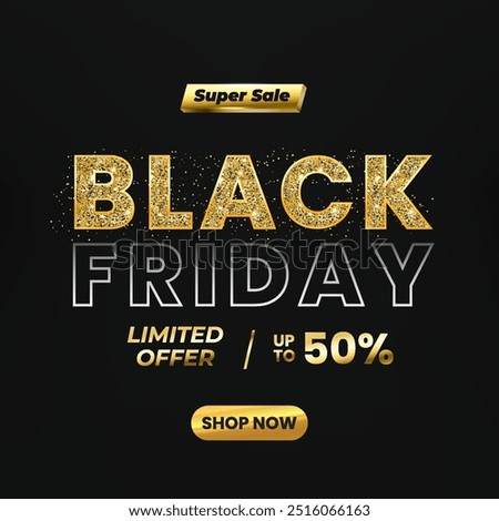 black friday sale with sparkling glitter effect suitable for advertisement, banner and social media post