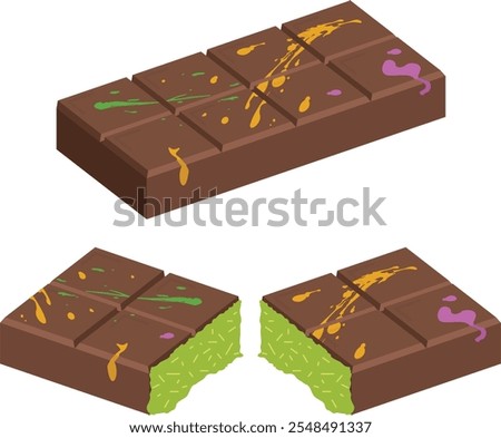 Dubai Chocolate Illustration - Whole and Half