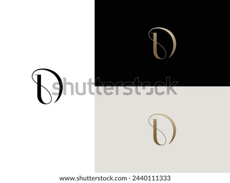 elegant, simple, minimal, and luxury serif font alphabet letter D logo design