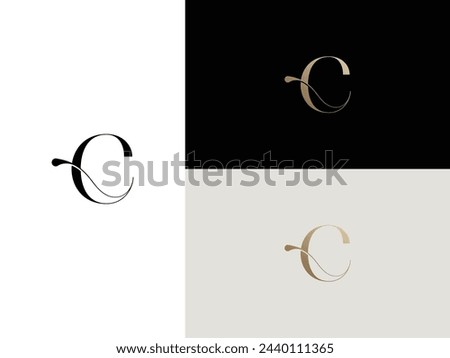 elegant, simple, minimal, and luxury serif font alphabet letter C logo design