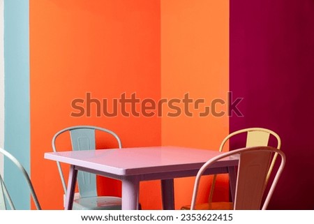 Similar – Image, Stock Photo Chair, table, wall, light, shadow, minimalist