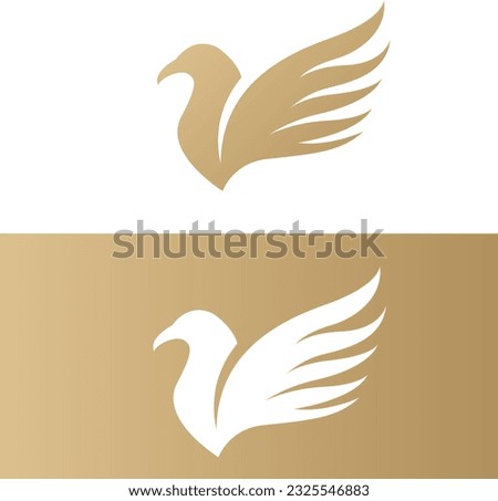 Bird logo with in vector file.  .Bird initial alphabet logo design. Golden logo design. Bird in vector file