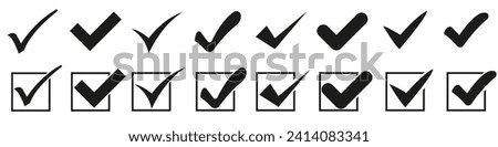 Check mark icons set. Checkmark Illustration. Square checkbox.