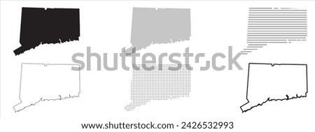 Connecticut State Map Black. Connecticut map silhouette isolated on transparent background. Vector Illustration. Variants.