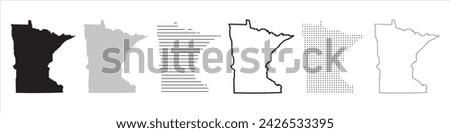 Minnesota State Map Black. Minnesota map silhouette isolated on transparent background. Vector Illustration. Variants.