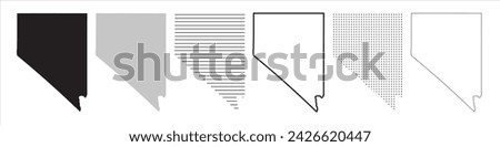 Nevada State Map Black. Nevada map silhouette isolated on transparent background. Vector Illustration. Variants.