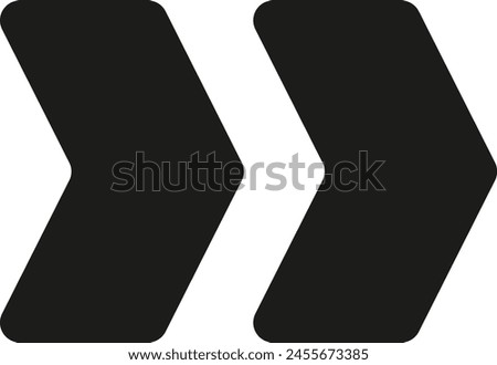 Pair of black forward arrows vector graphic