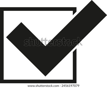 Bold black checkmark in a square outline - stock vector
