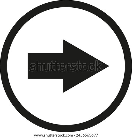 Black arrow pointing right inside circle - stock vector
