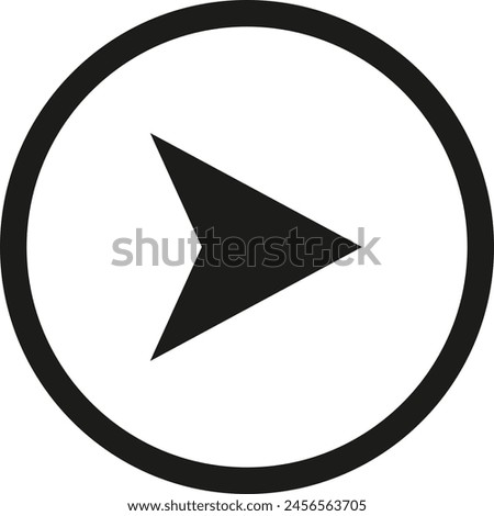 Black play button symbol inside circle - stock vector