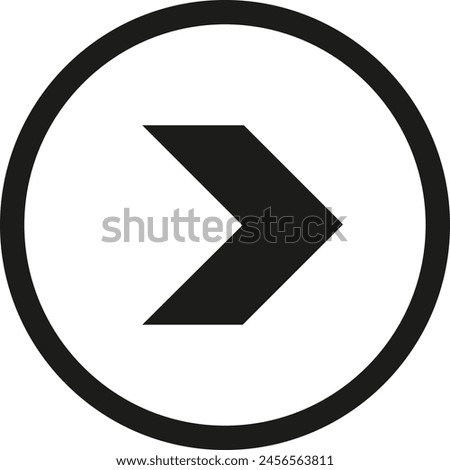 Single black right arrow inside circle - stock vector
