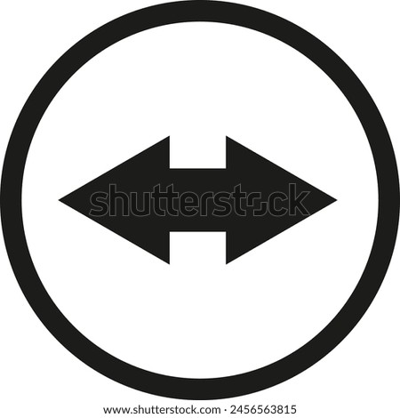 Bidirectional arrow symbol inside circle - stock vector