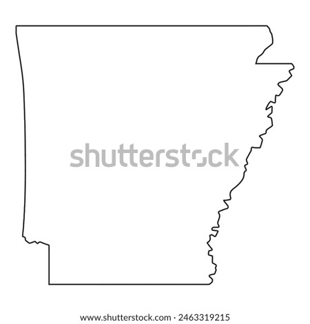 A white outline of the state of Arkansas