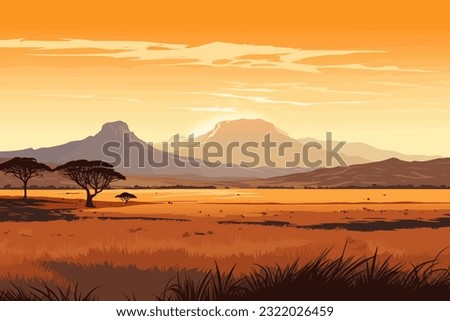 Ethiopia landscape flat vector art illustration