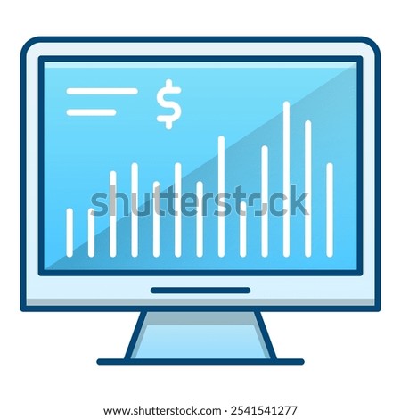 stock market icon, blue gradient vector illustration