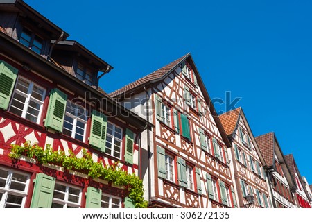 Half-timbered houses on the historical marketplace in Schiltach. Black Forest, Baden-Wurttemberg, Germany, Europe