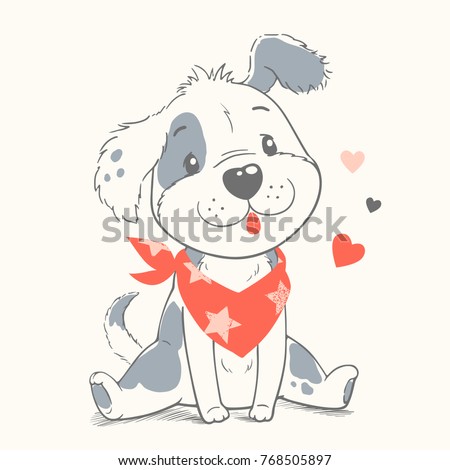 Similar – Image, Stock Photo Boy with puppy sitting next to concrete wall