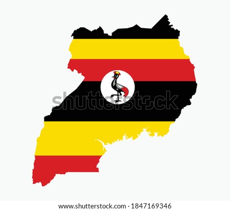 Uganda National Map with flag illustration