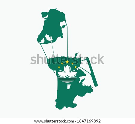 Macau National Map with flag illustration