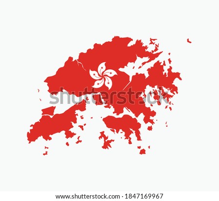 Hong Kong National Map with flag illustration