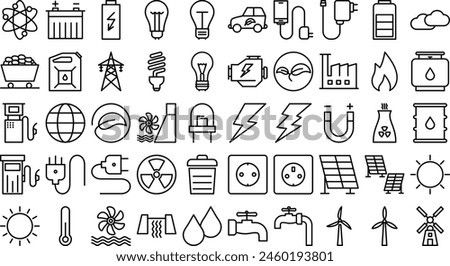 Energy Lin Icon pictogram symbol visual illustration Set