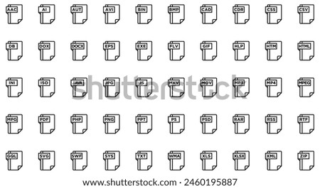 File Formats Line Icon pictogram symbol visual illustration Set
