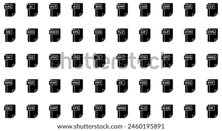File Formats Glyph Icon pictogram symbol visual illustration Set