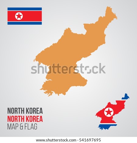  North Korea Map and Flag