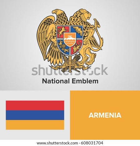 Armenia National Emblem and flag 